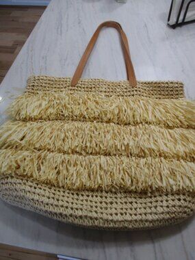 Straw Universal Thread tiered Raffia Beach Bag
